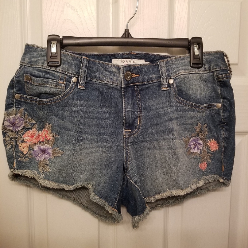Torrid Embroidered Denim Shorts